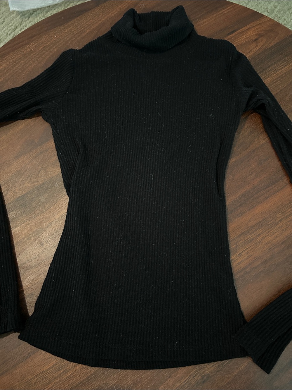 Black Ribbed Long-Sleeve Turtleneck